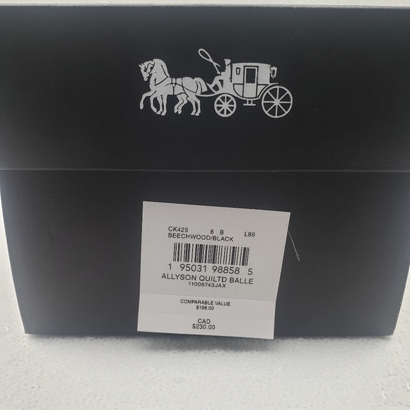 Coach Allyson Quilted Ballet Flats Leather Classic Neutral Beechwood Black sz 6 - Picture 16 of 16